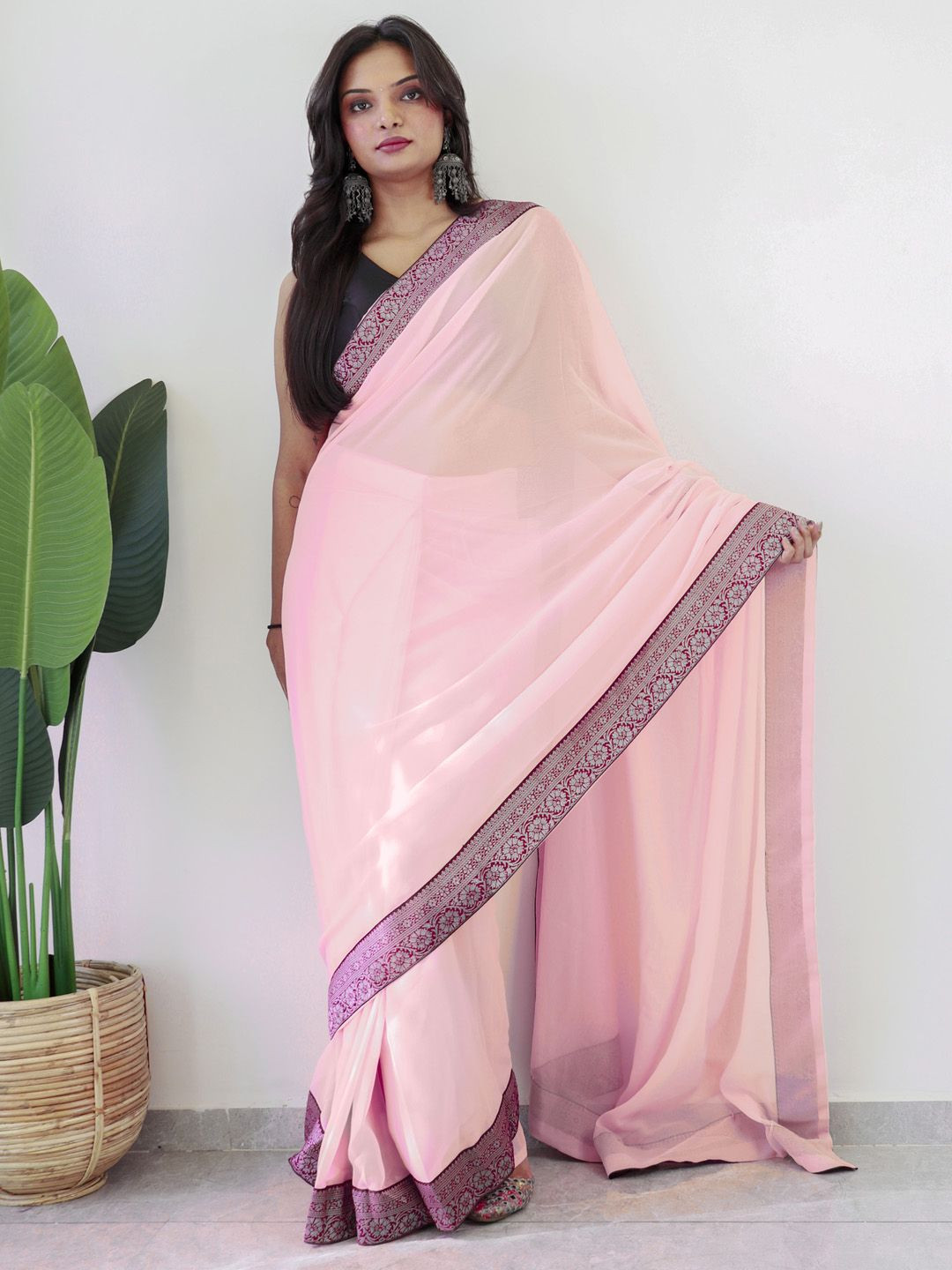 

Anouk Rustic Poly Georgette Saree, Pink