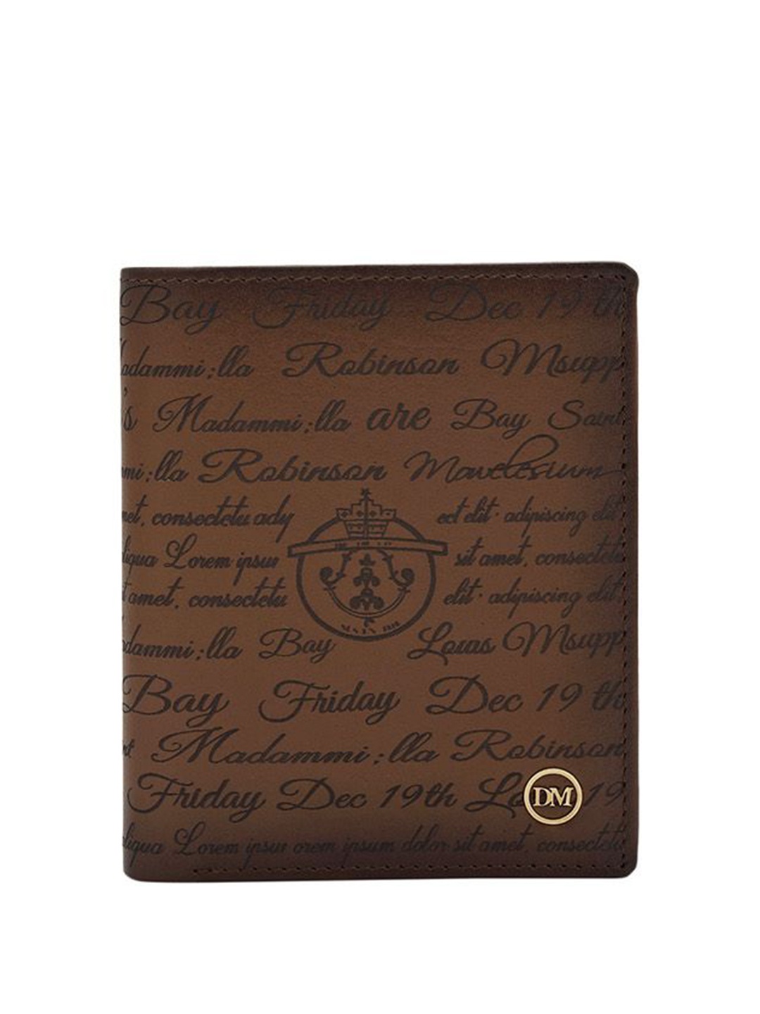 

Da Milano Men Textured Leather Two Fold Wallet, Brown
