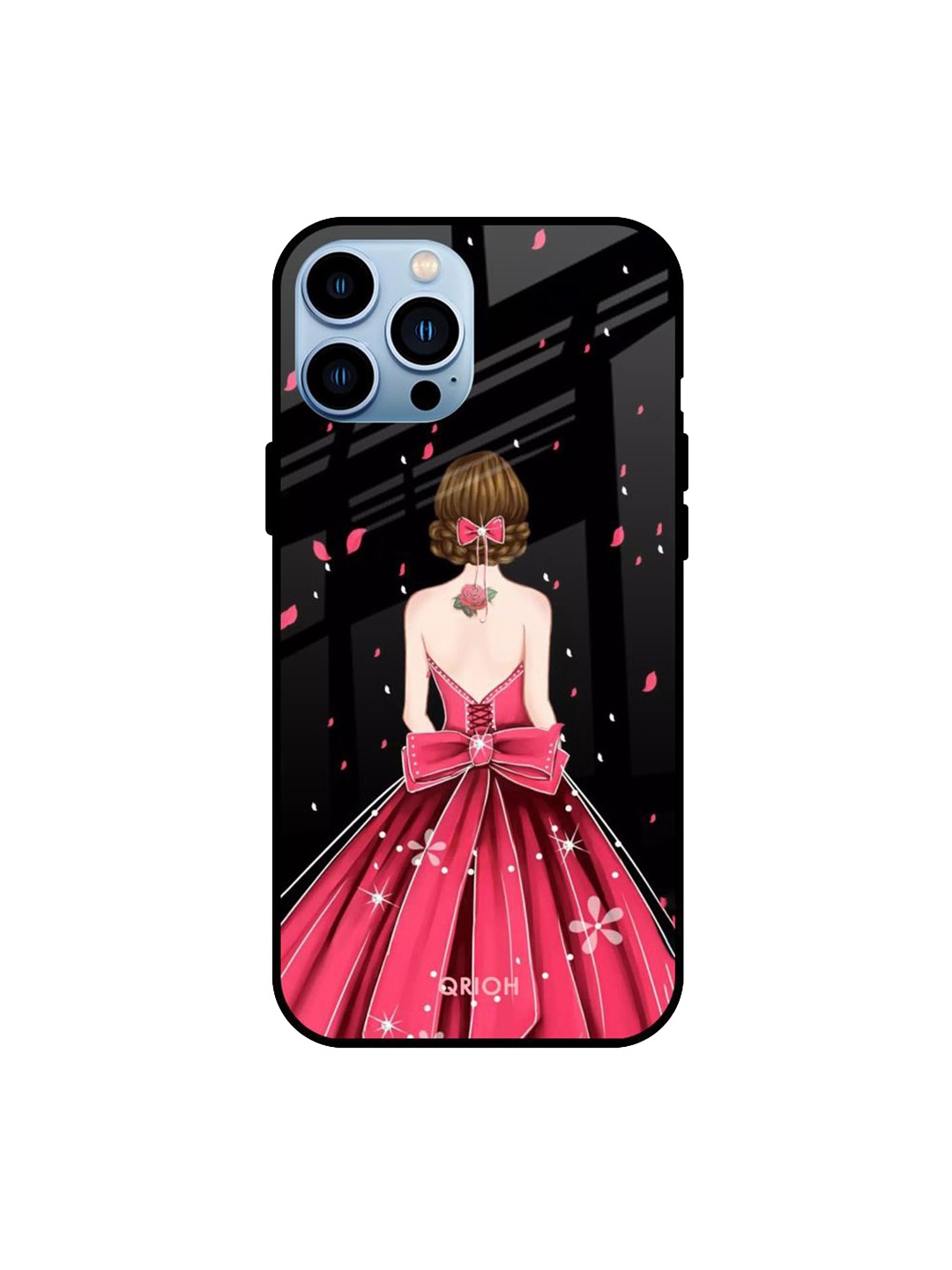 

QRIOH Fashion Princess Printed iPhone 13 Pro Back Case, Black
