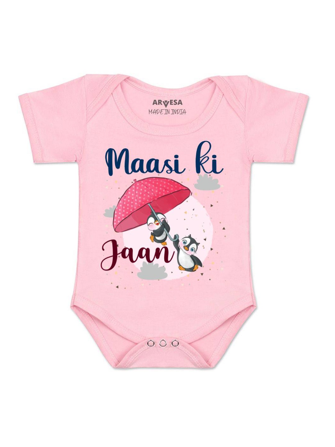 

Arvesa Kids Maasi Ki Jaan Printed Round Neck Short Sleeves Romper, Pink