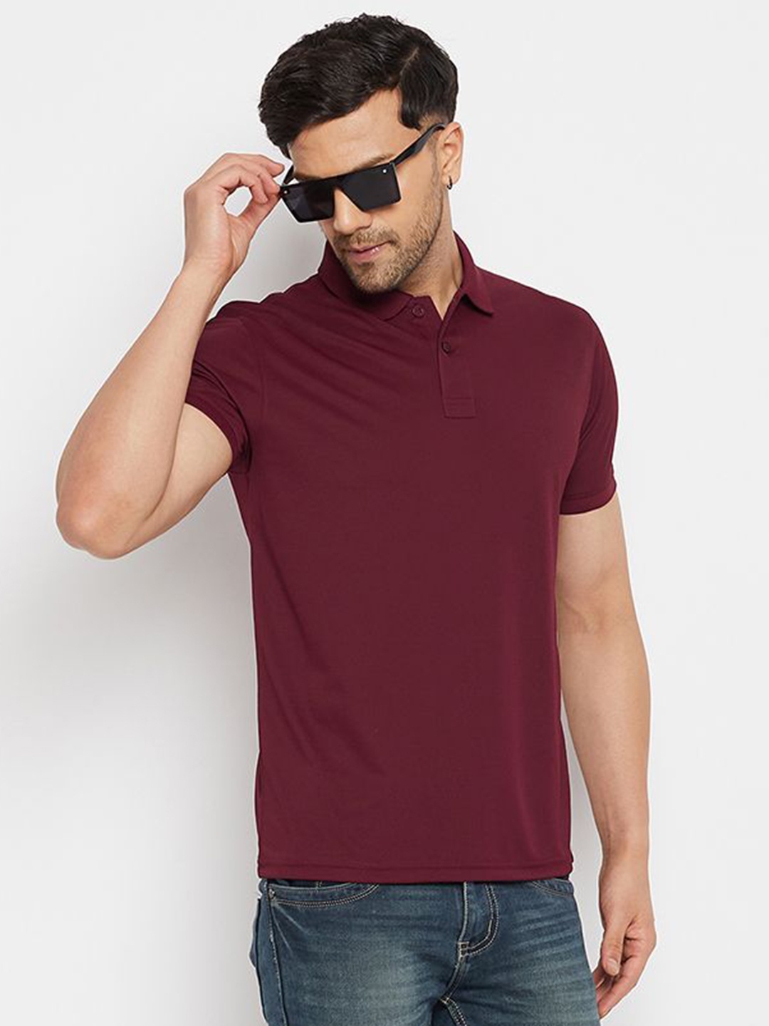 

98 Degree North Men Polo Collar T-shirt, Maroon