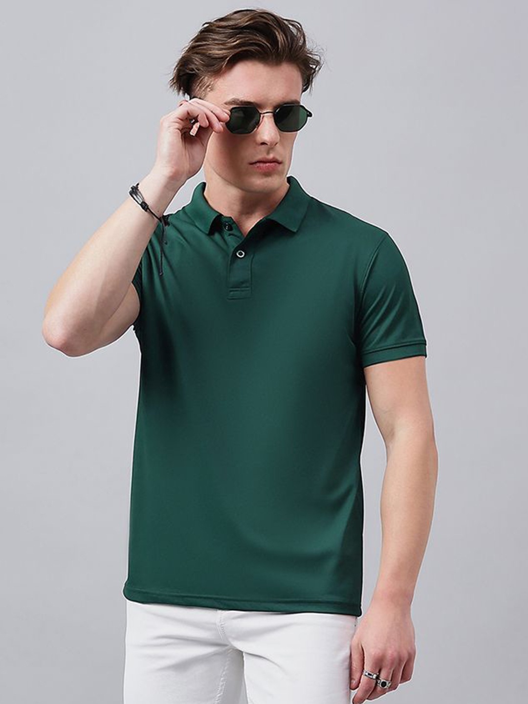 

98 Degree North Men Polo Collar T-shirt, Green