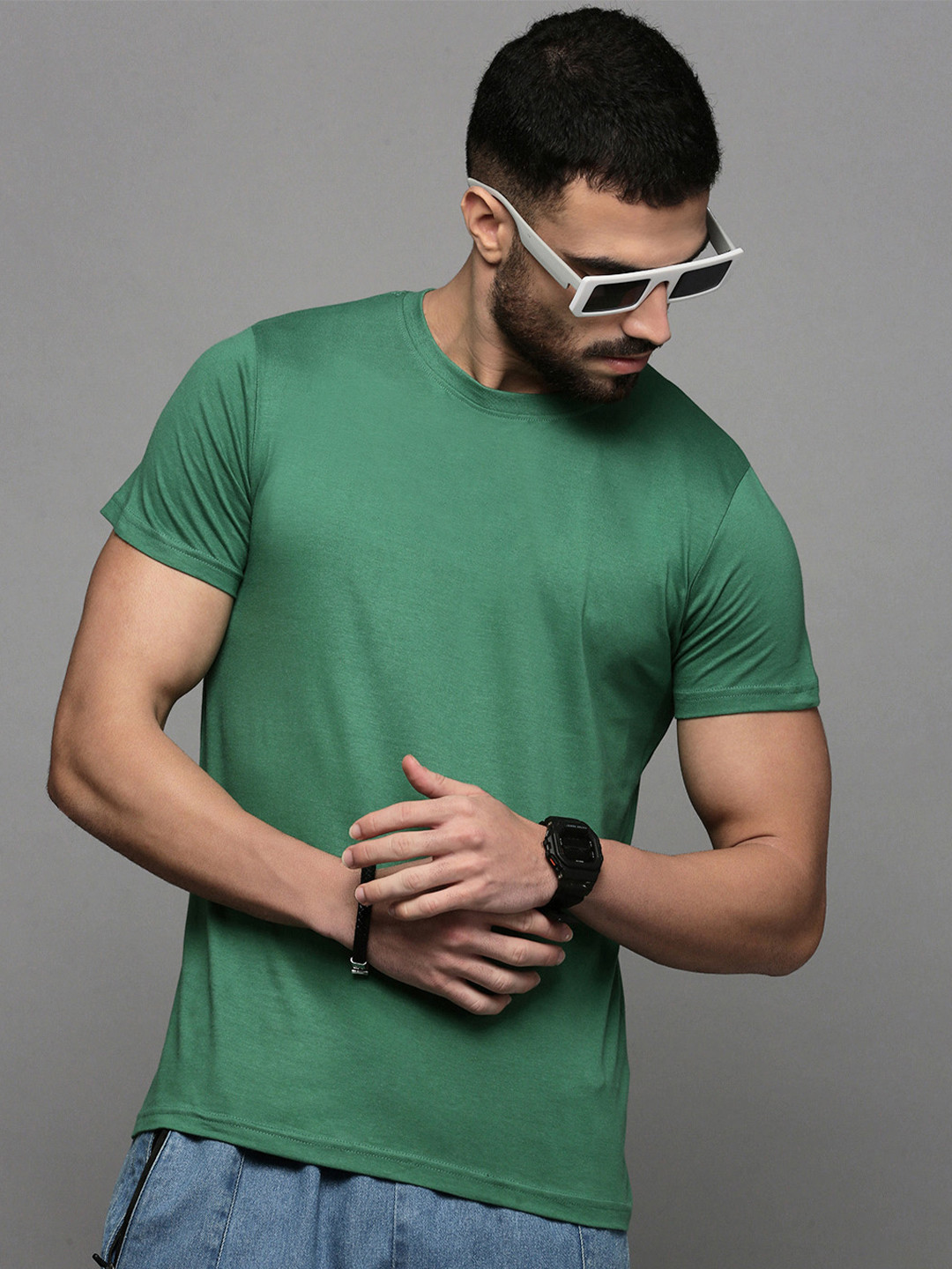 

The Roadster Lifestyle Co Cotton Round Neck Lounge T-Shirt, Green