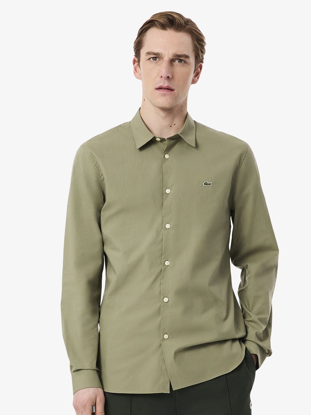 

Lacoste Men Slim Fit Opaque Casual Shirt, Khaki