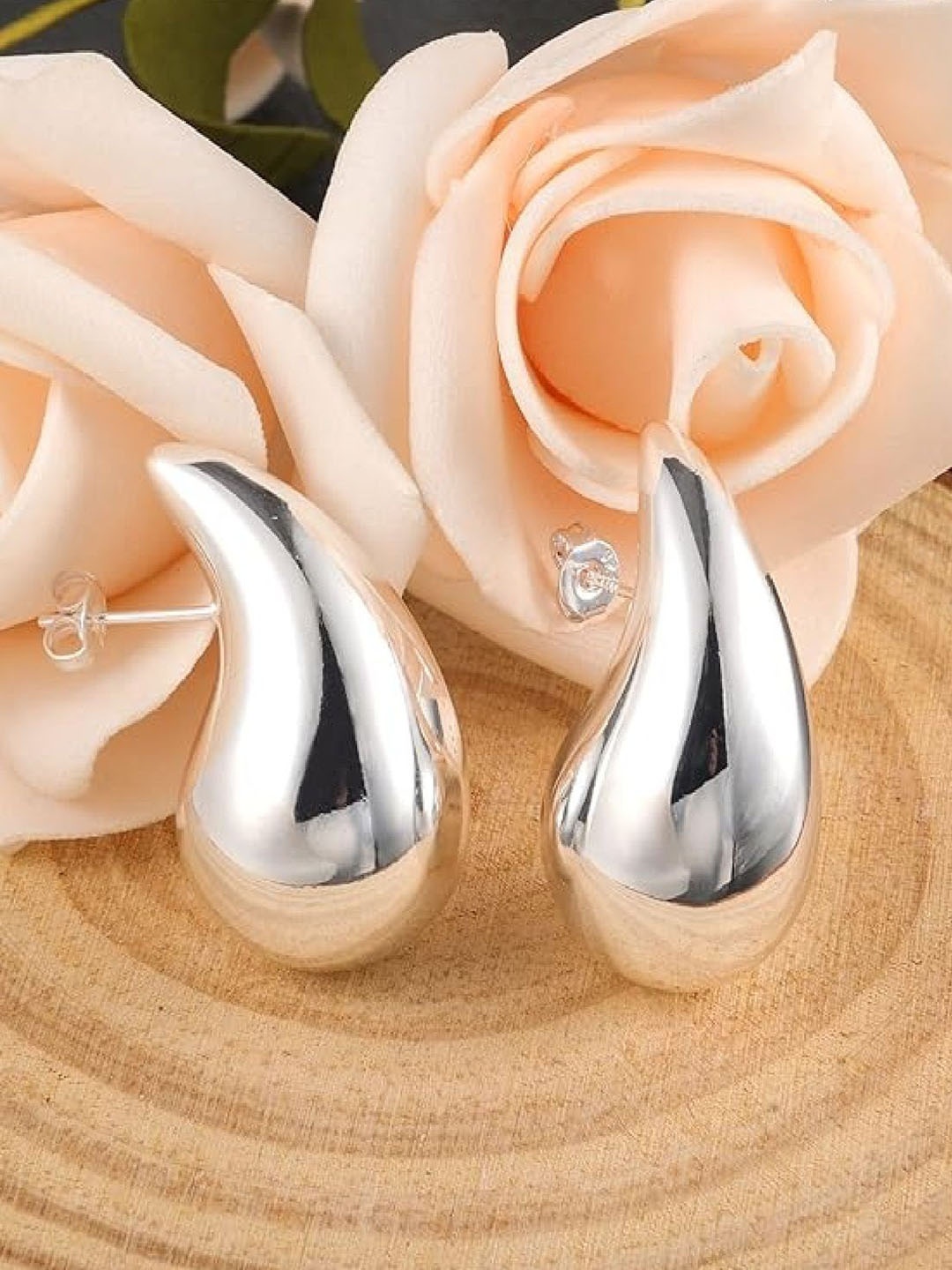 

Crazy Fashion Stainless Steel Teardrop Shaped Drop Earrings, Silver