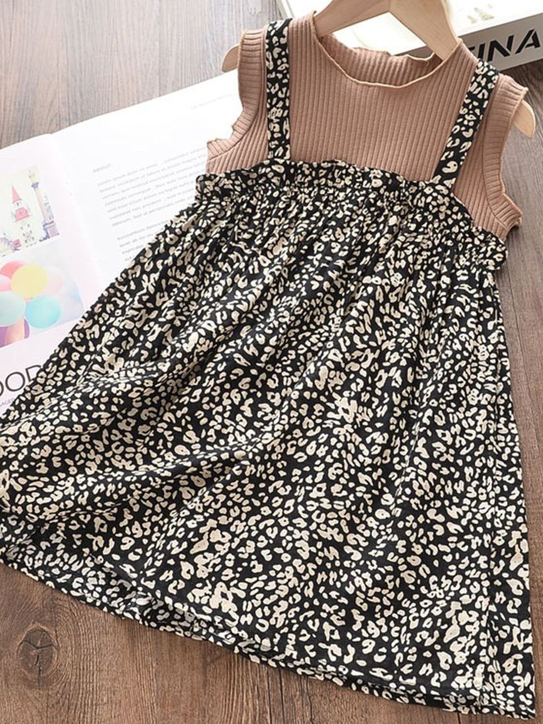 

LULU & SKY Animal Print Empire Dress, Khaki
