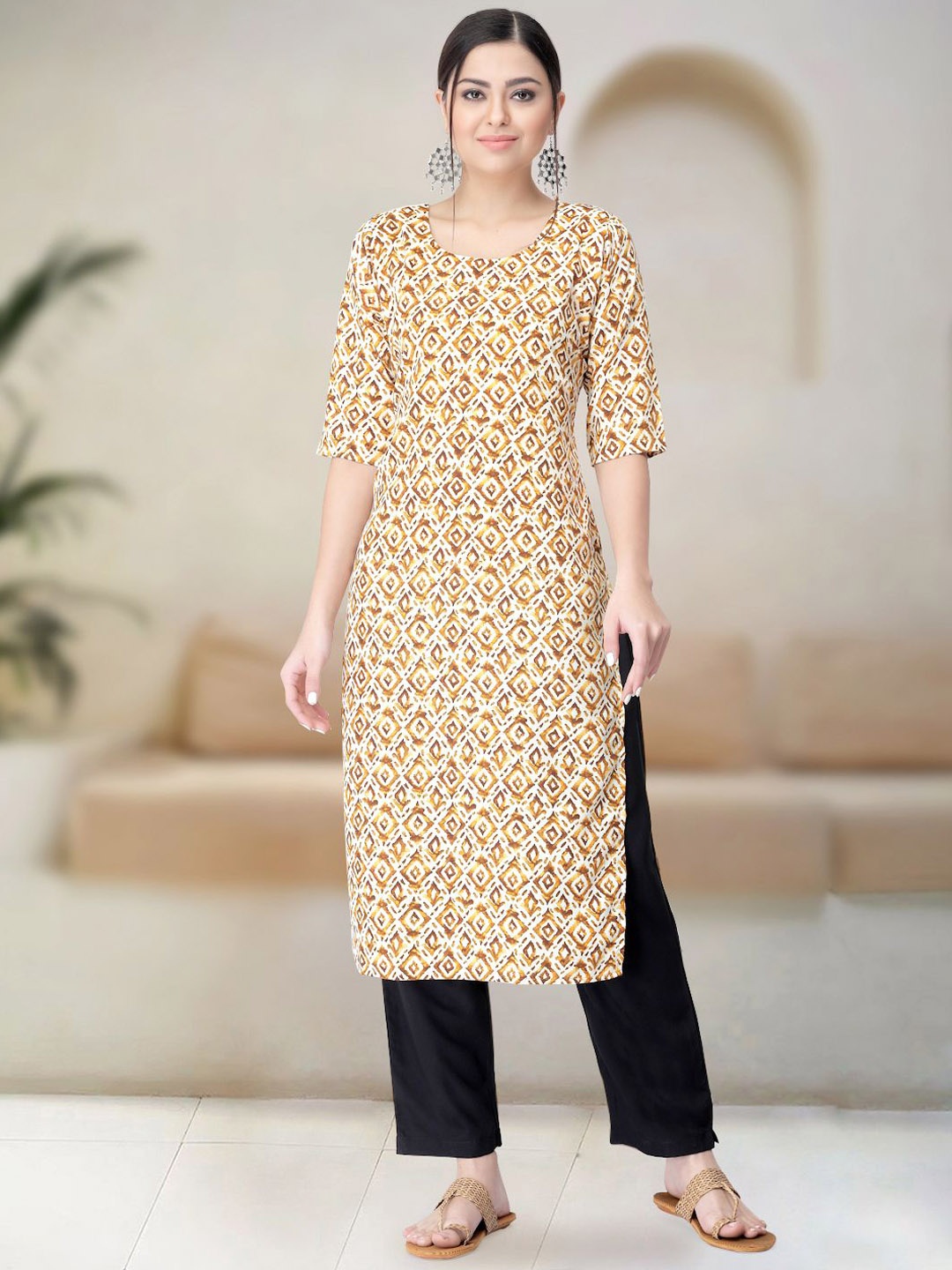 

Moda Rapido Floral Printed Kurta with Trouser, Beige