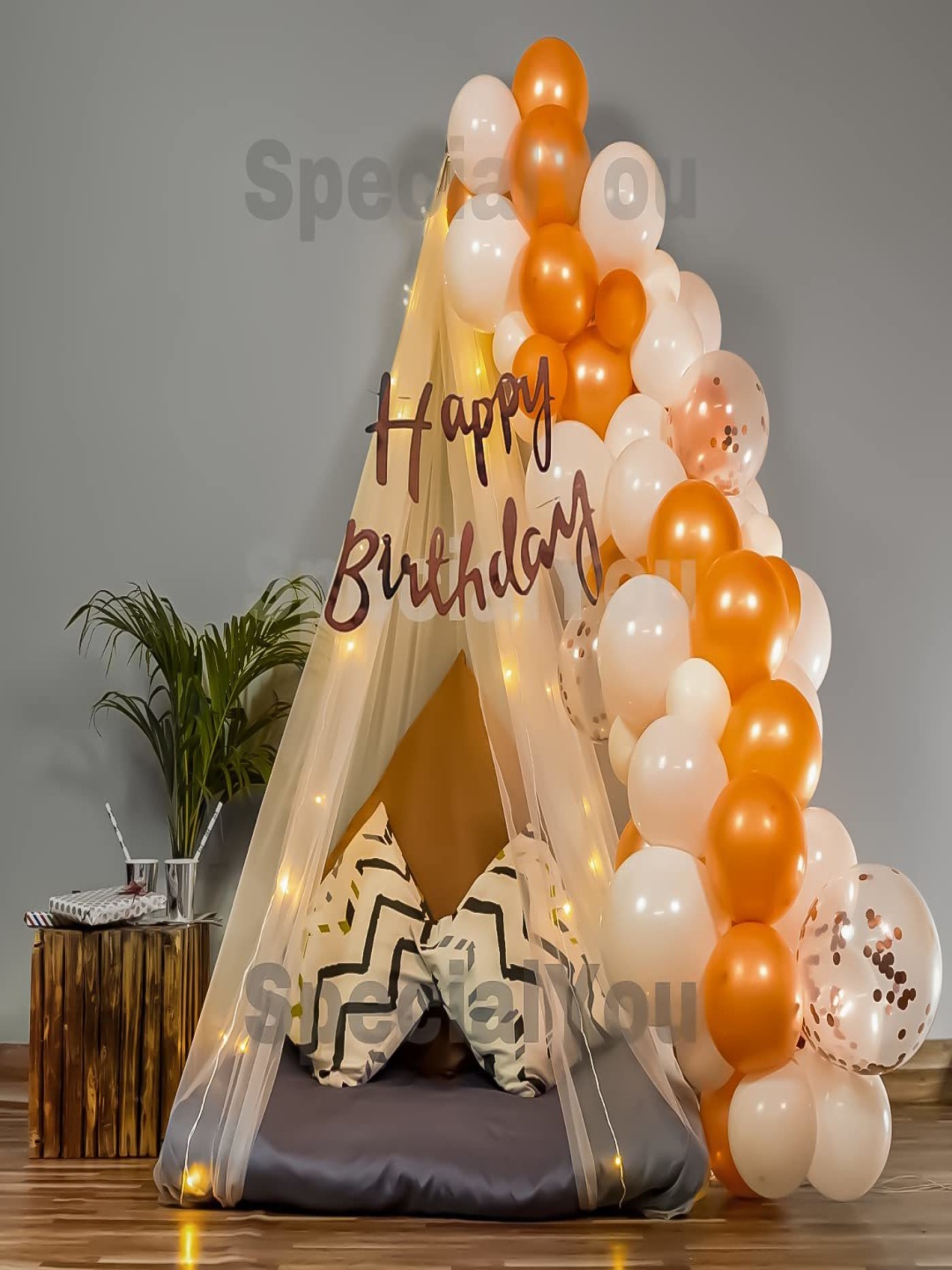 

Special You 80-Pcs Rose Gold & White Foil Balloons Birthday Decors