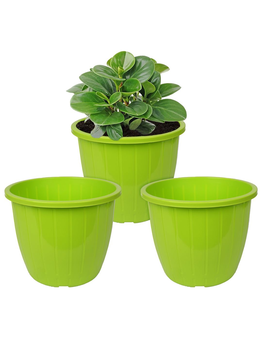 

Kuber Industries Green Pack of 3 Duro-Design Flower Planters