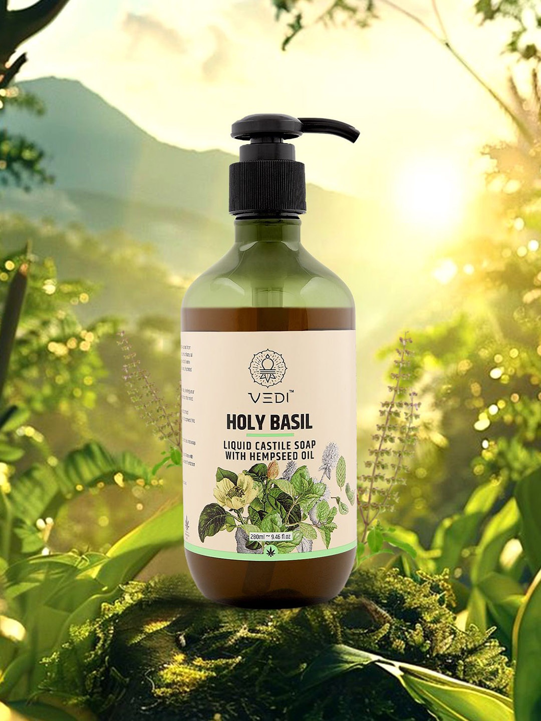 

Vedi Herbals Holy Basil Liquid Castile Soap With Hemp Seed Oil - 280 ml, Green
