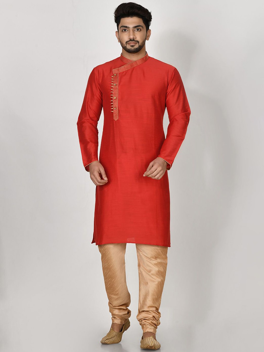 

RANAK Men Thread Work Kurta, Maroon