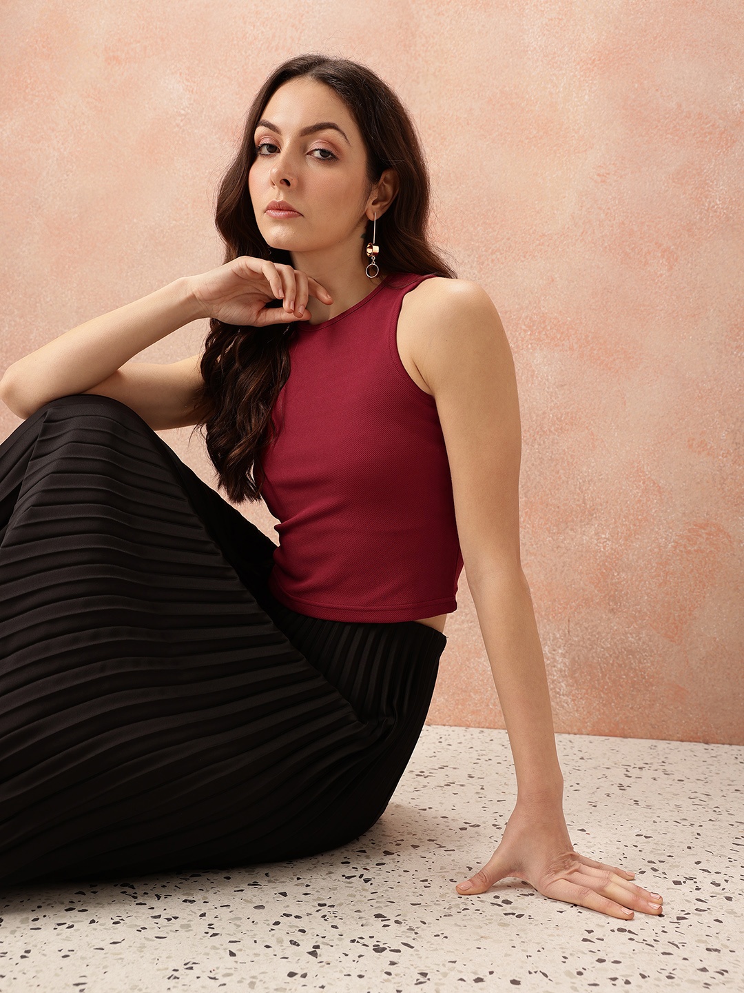 

all about you Textured Tank Top, Maroon