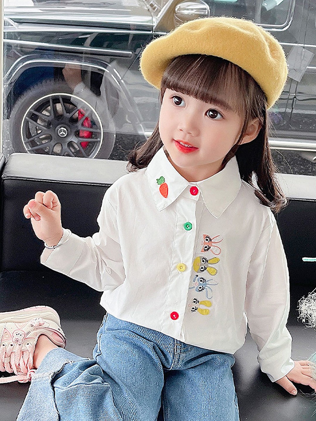 

LULU & SKY Girls Floral Opaque Printed Casual Shirt, White