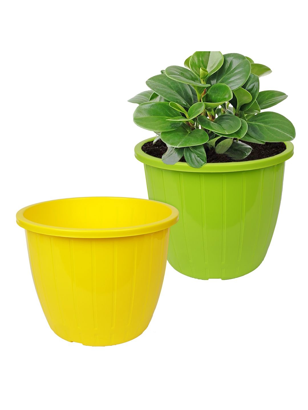 

Kuber Industries Yellow & Green Pack of 2 Duro-Design Flower Planters