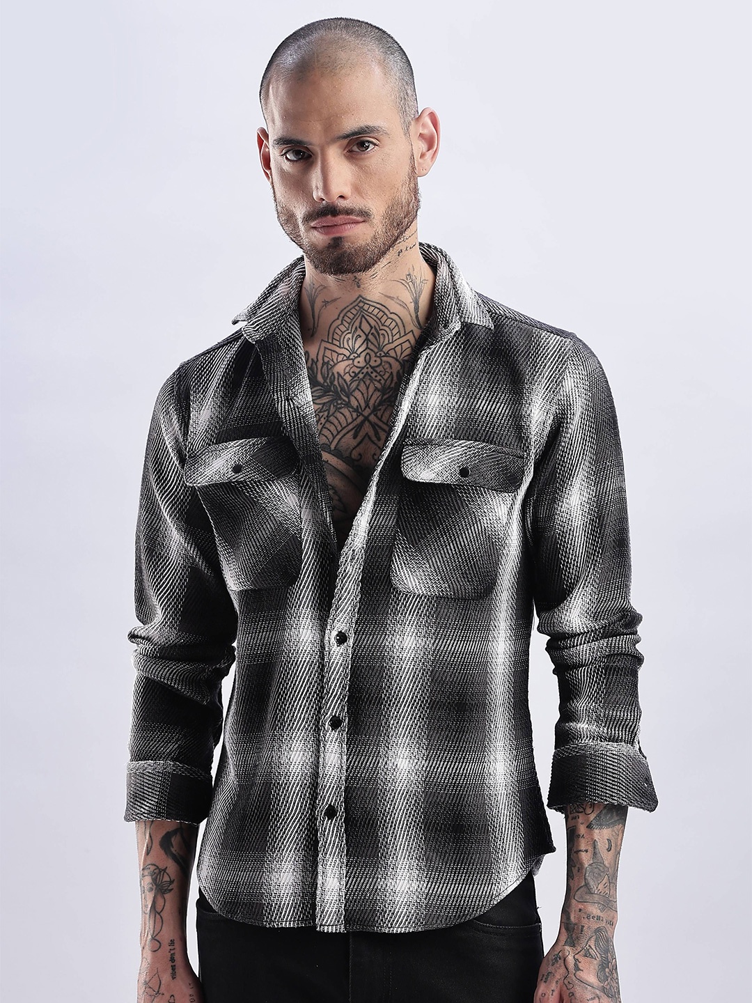 

THE BEETEL HOUSE Men Flannel Regular Slim Fit Casual Shirt, Grey