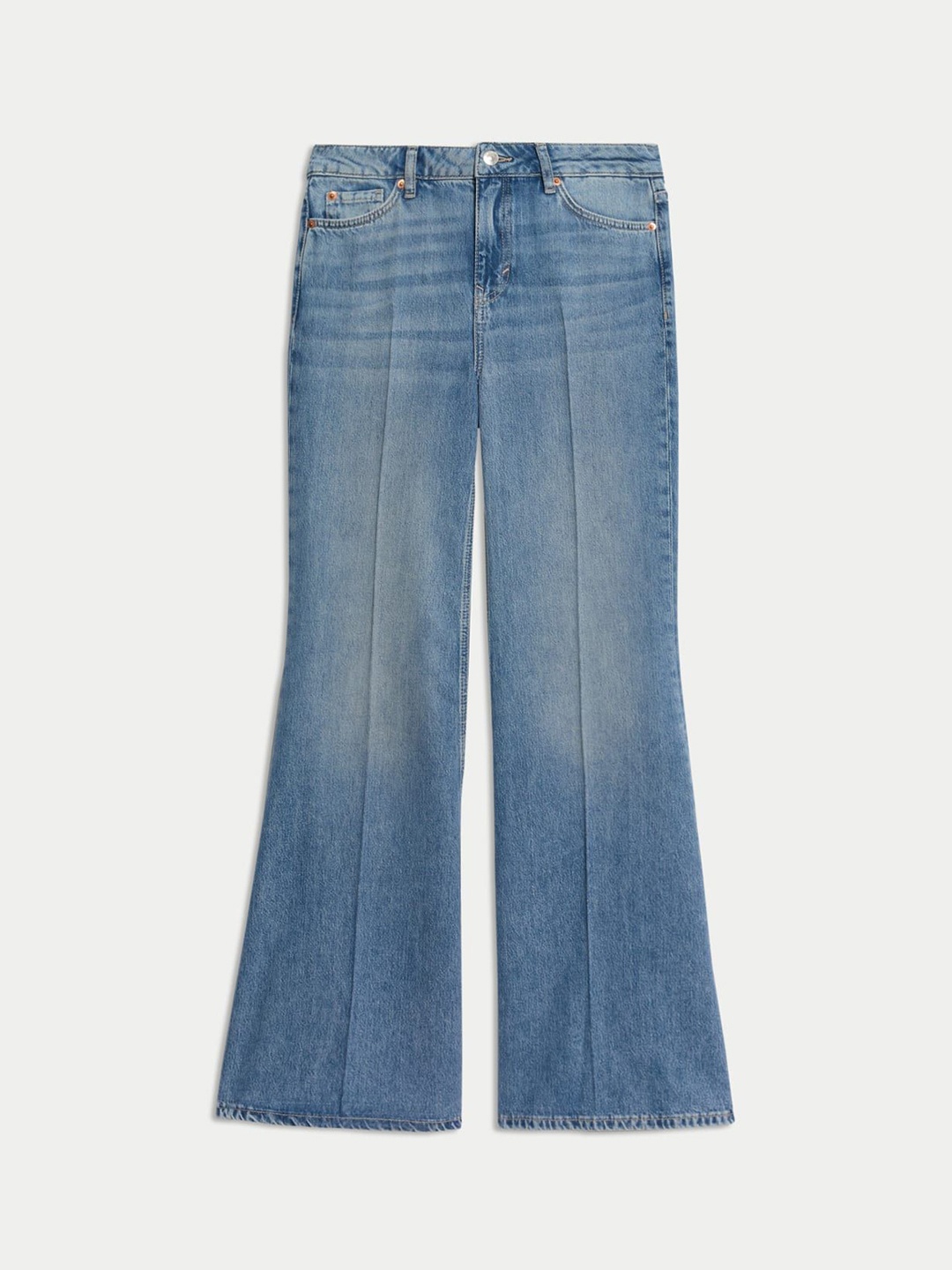 

Marks & Spencer Women Flared High-Rise Light Fade Jeans, Blue