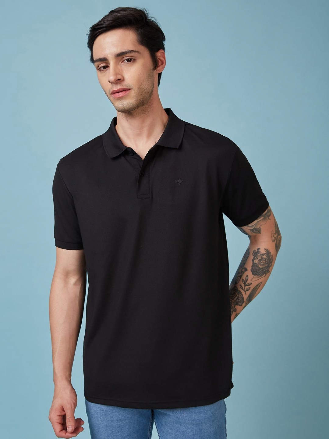 

Status Quo Men Solid Polo Collar Slim Fit T-shirt, Black