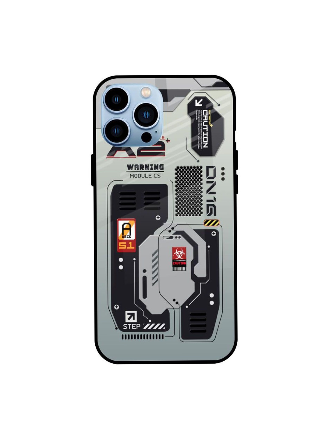 

QRIOH Techno Vibes Printed iPhone 13 Pro Back Case, Grey
