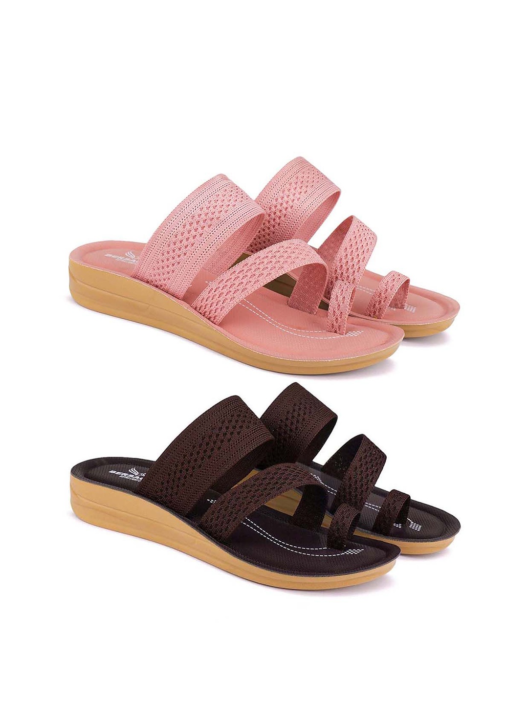 

BERSACHE Set Of 2 Women Printed Flats, Pink