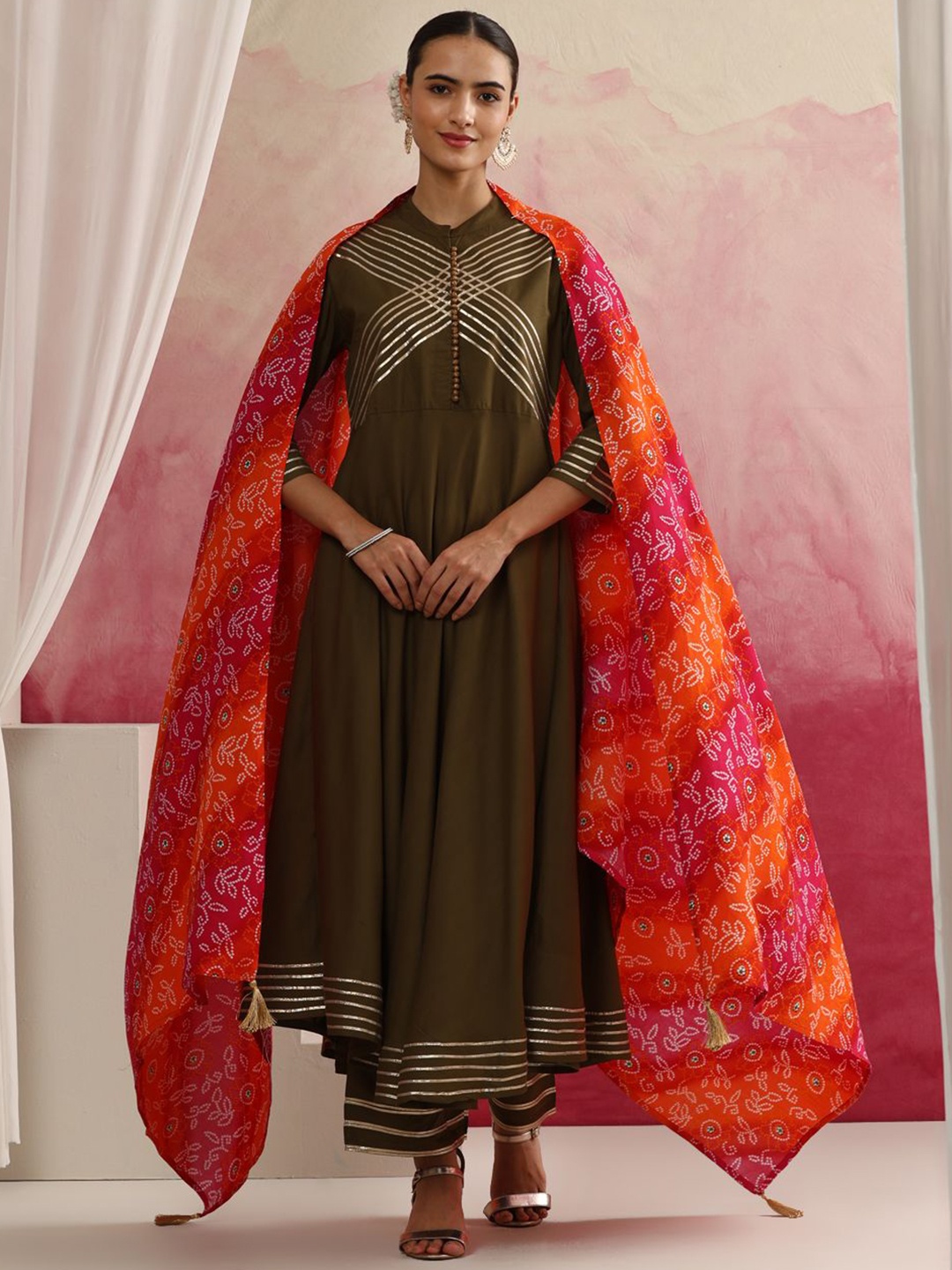 

Khushal K Women Embroidered Regular Kurta with Palazzos & With Dupatta, Green