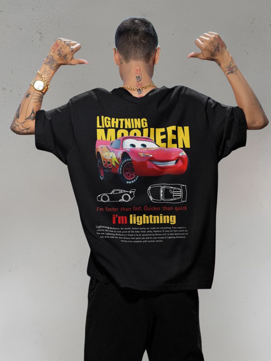

Broke Memers Men Graphic Printed Round Neck Oversized T-shirt, Black