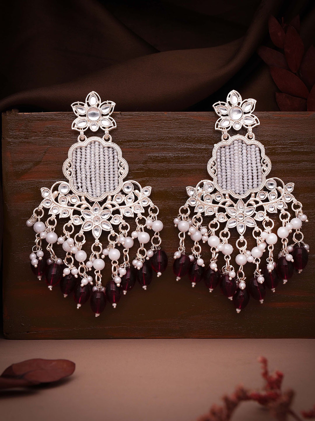 

Lyriss Silver-Plated Artificial Beads Contemporary Jhumkas