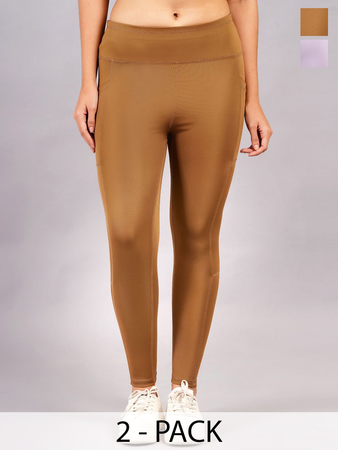 

Kyk Women Pack Of 2 Rapid-Dry Ankle Length Tights, Bronze