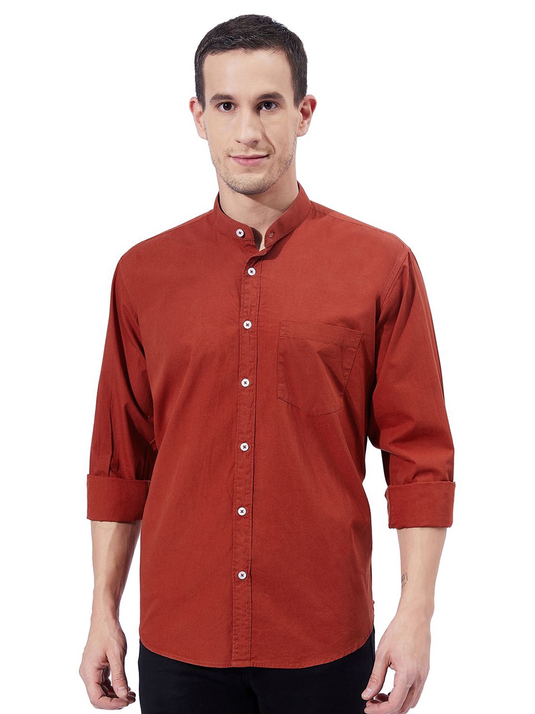 

Ben Martin Men Standard Slim Fit Opaque Casual Shirt, Rust