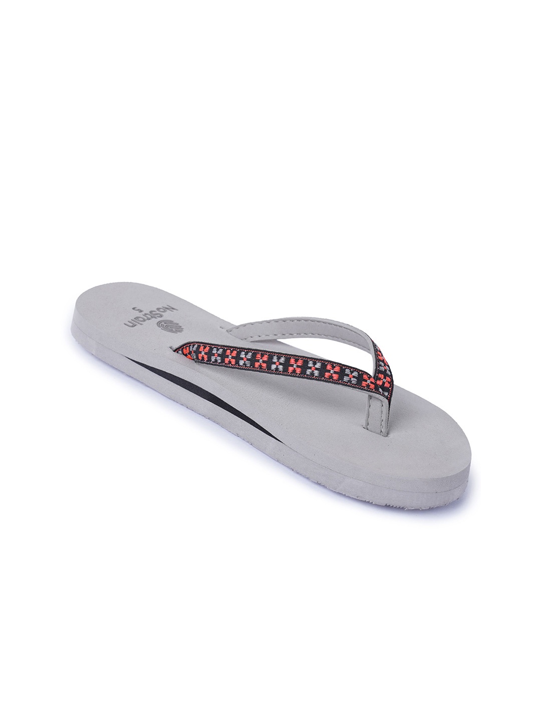 

NoStrain Women Printed Thong Flip-Flops, Grey