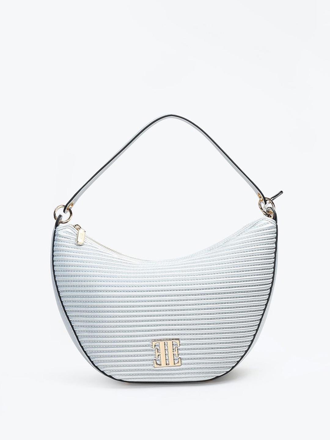 

ELLE PU Half Moon Shoulder Bag, Silver