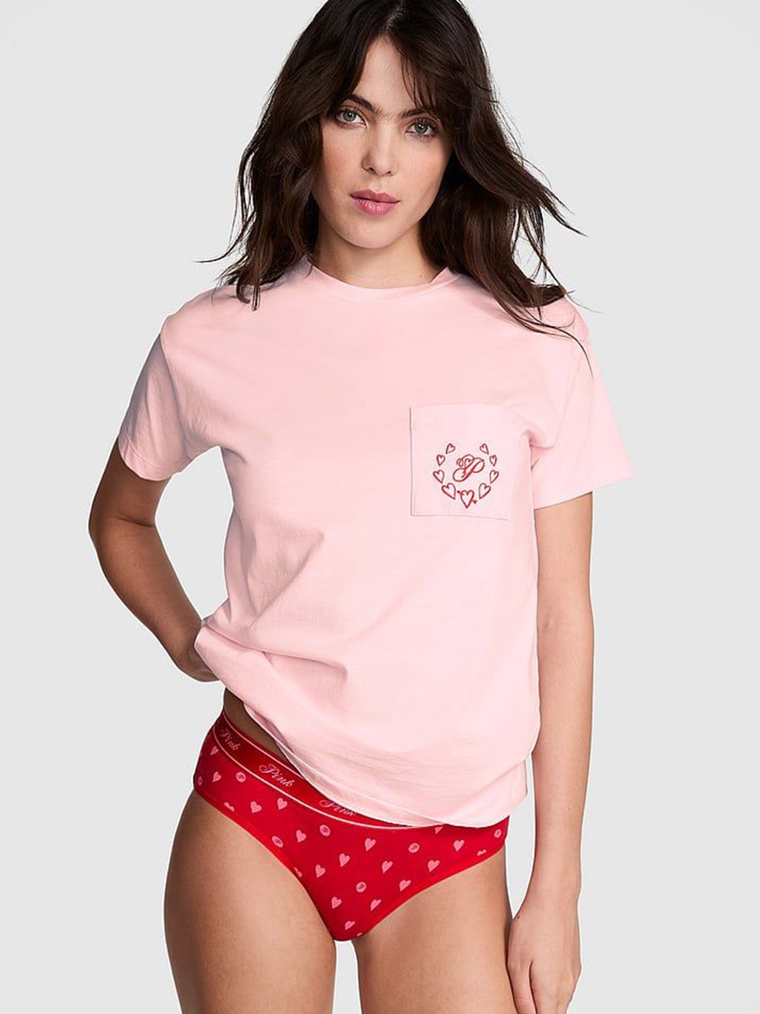 

Victoria's Secret PINK Pure Cotton Logo-Detail Lounge T-Shirt