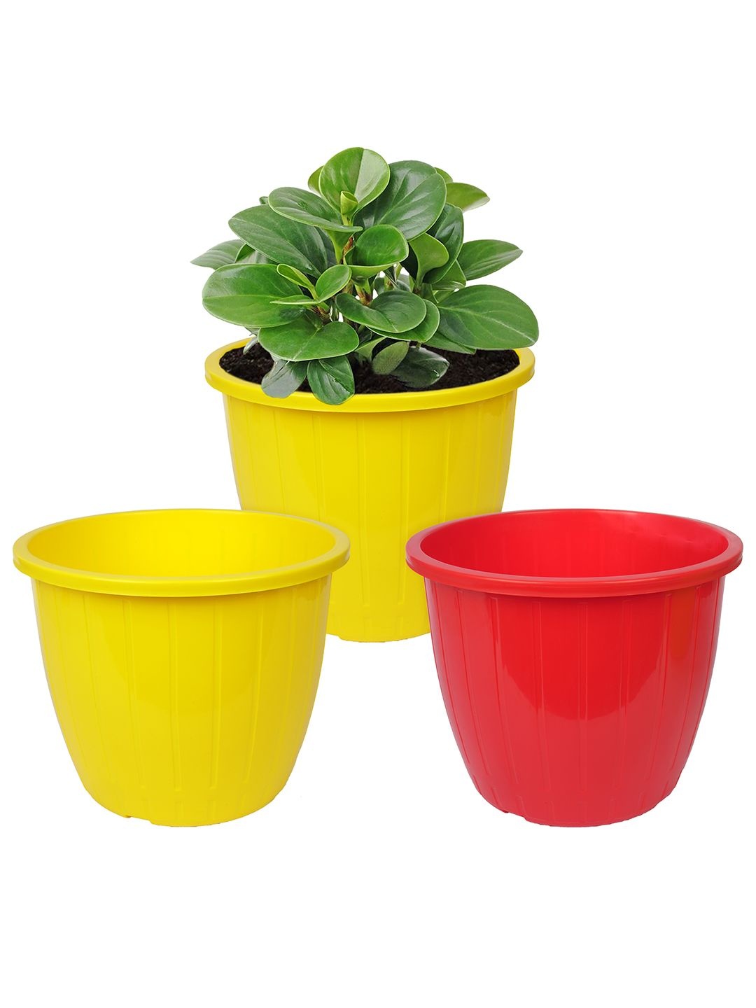 

Kuber Industries Yellow & Red Pack of 3 Duro-Design Flower Planters