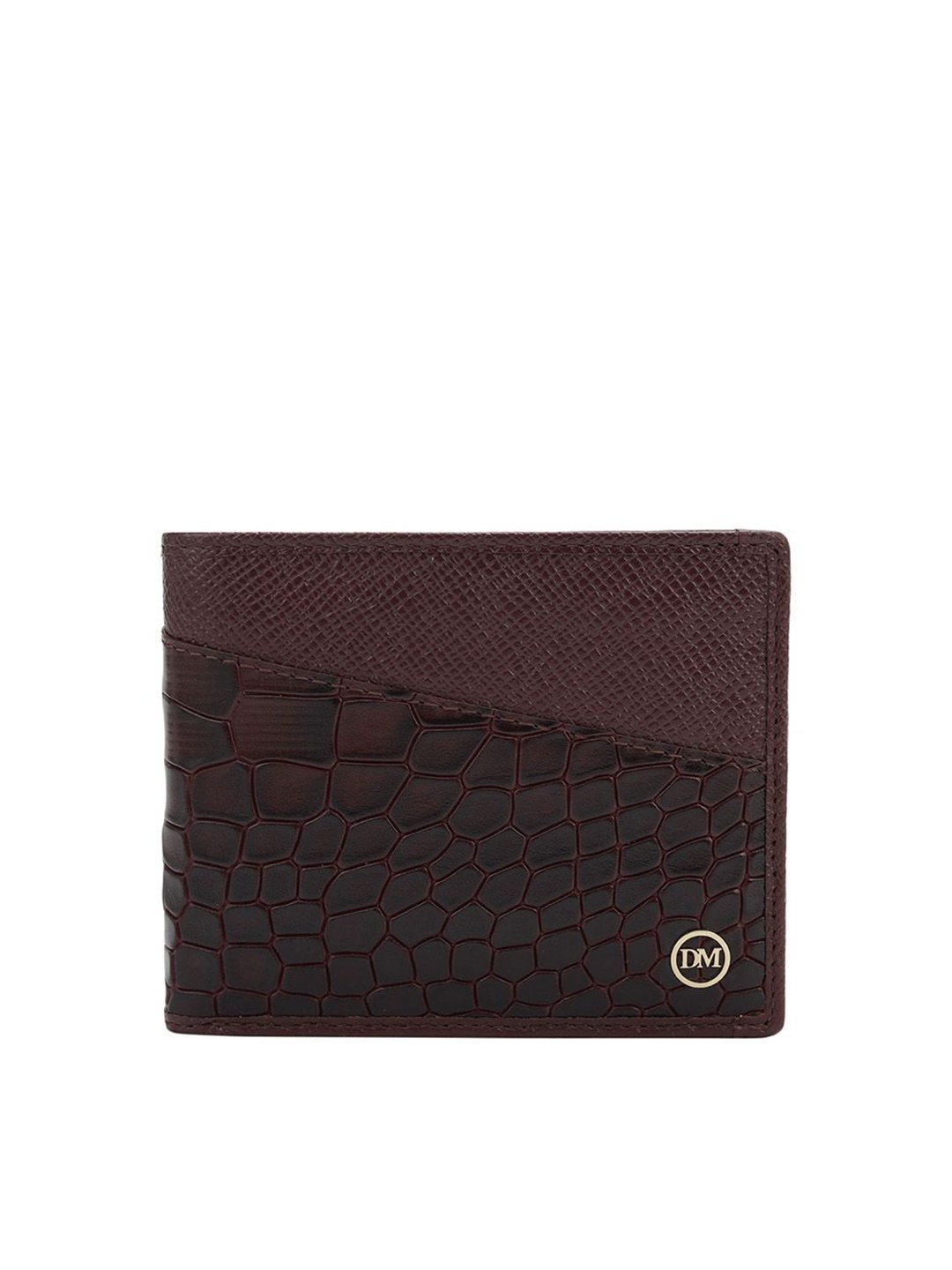 

Da Milano Men Textured Leather Two Fold Wallet, Burgundy