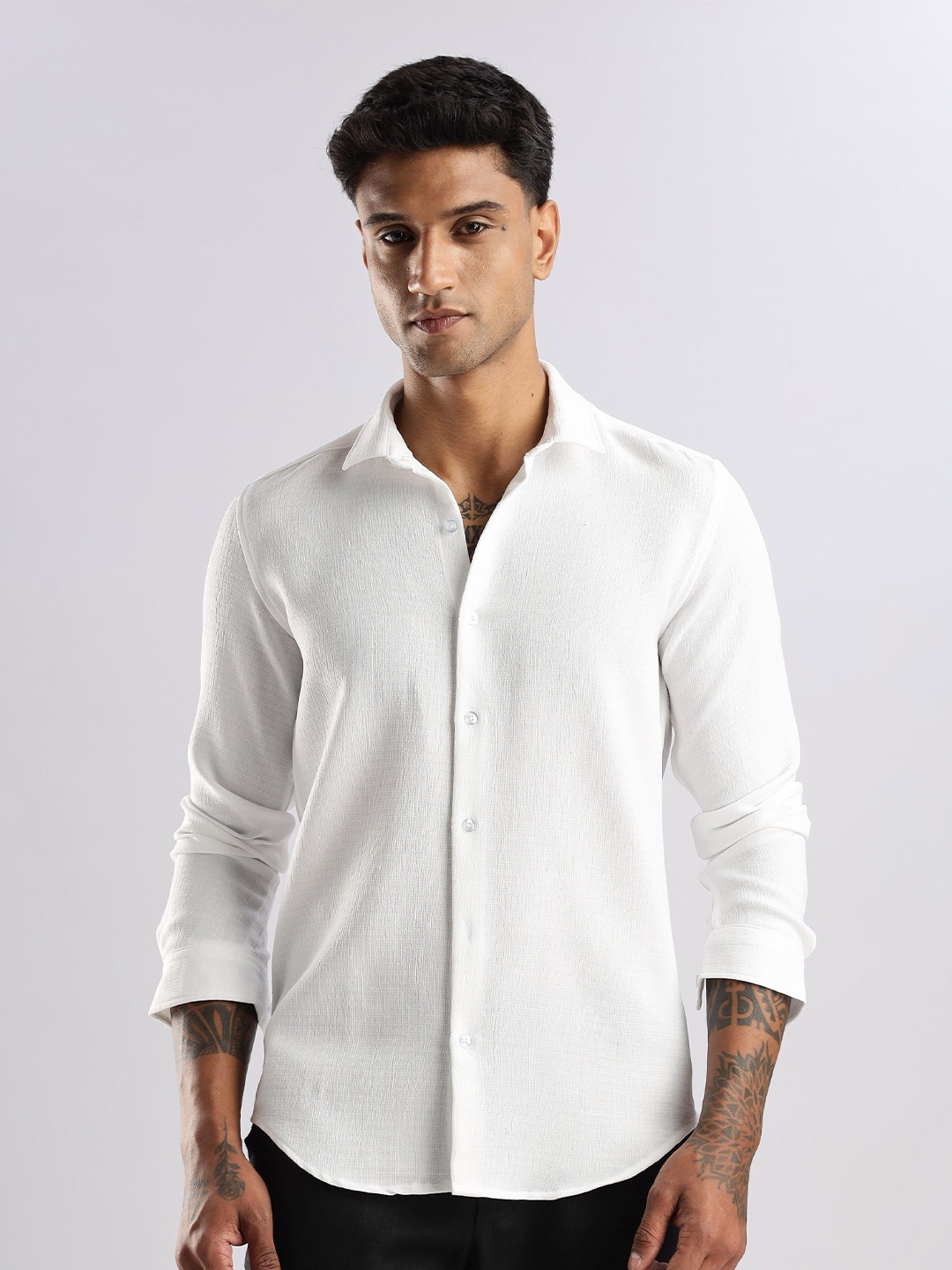 

THE BEETEL HOUSE Men Air Like Linen Vintage Regular Slim Fit Casual Shirt, White