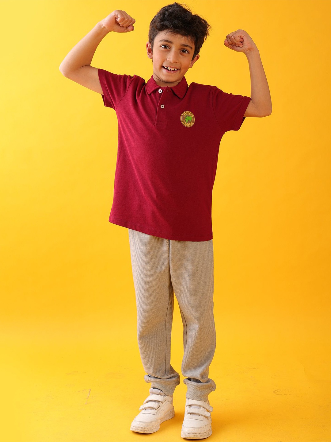 

Anthrilo Boys Polo Collar T-shirt With Joggers, Maroon