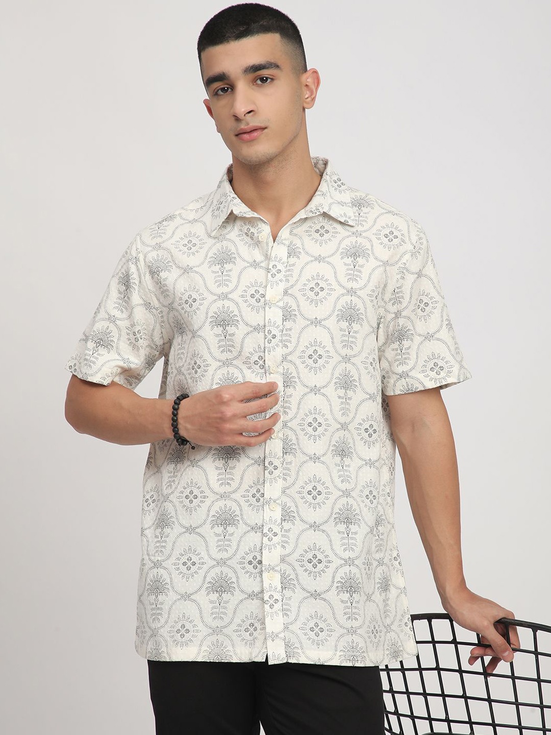 

R&B Men Opaque Casual Shirt, White