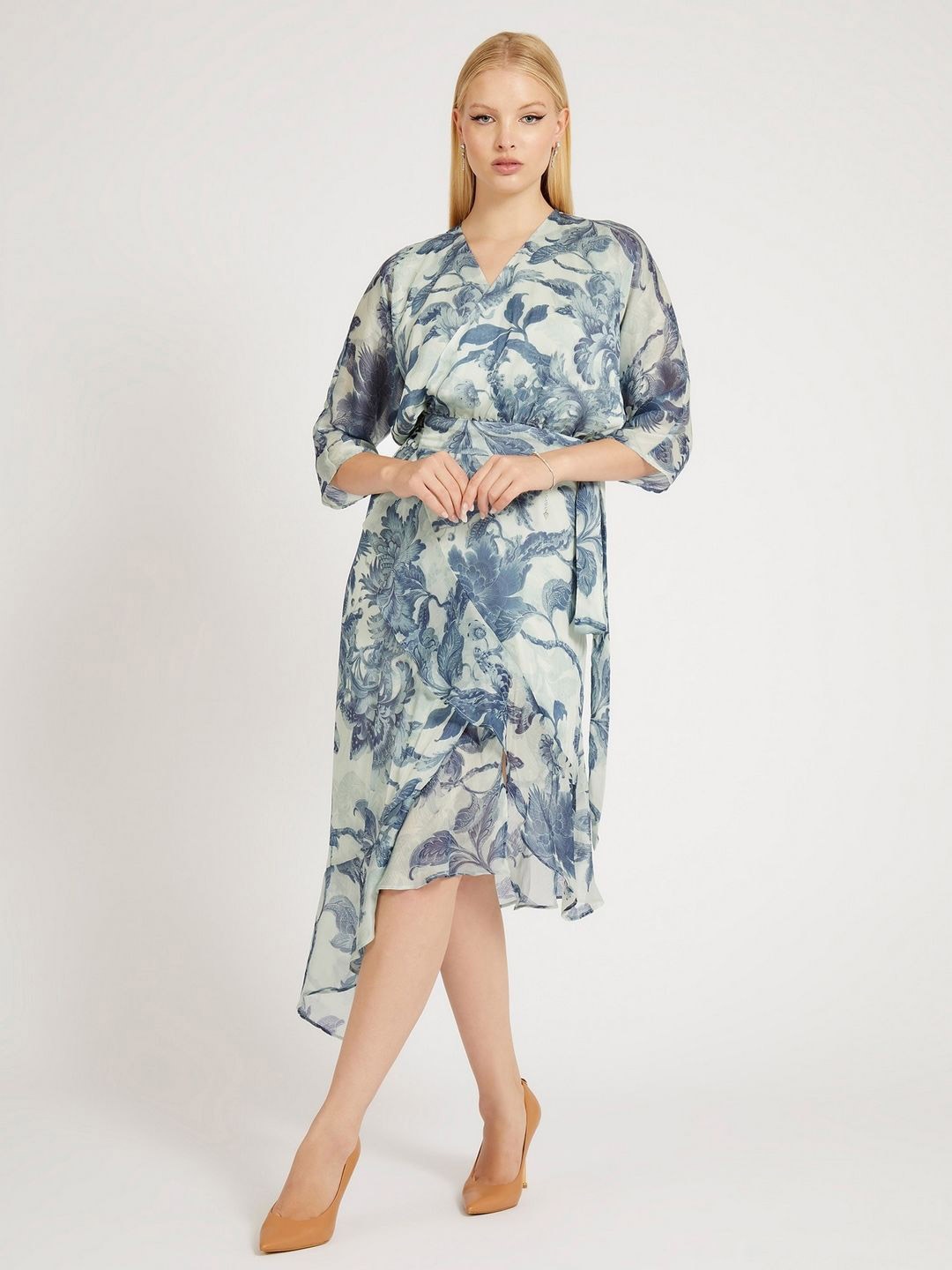 

GUESS Floral Print Midi Dress, Blue