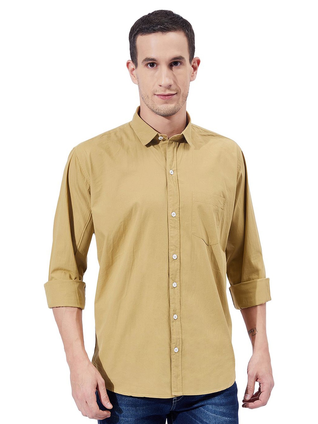 

Ben Martin Men Standard Slim Fit Opaque Casual Shirt, Khaki