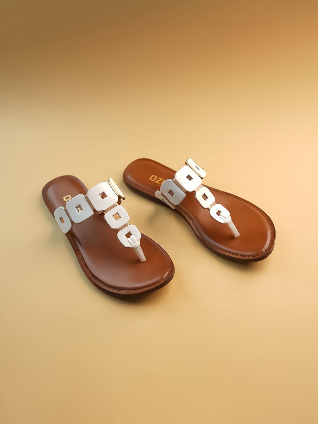 

Ozuri Women Open Toe T-Strap Flats, Brown