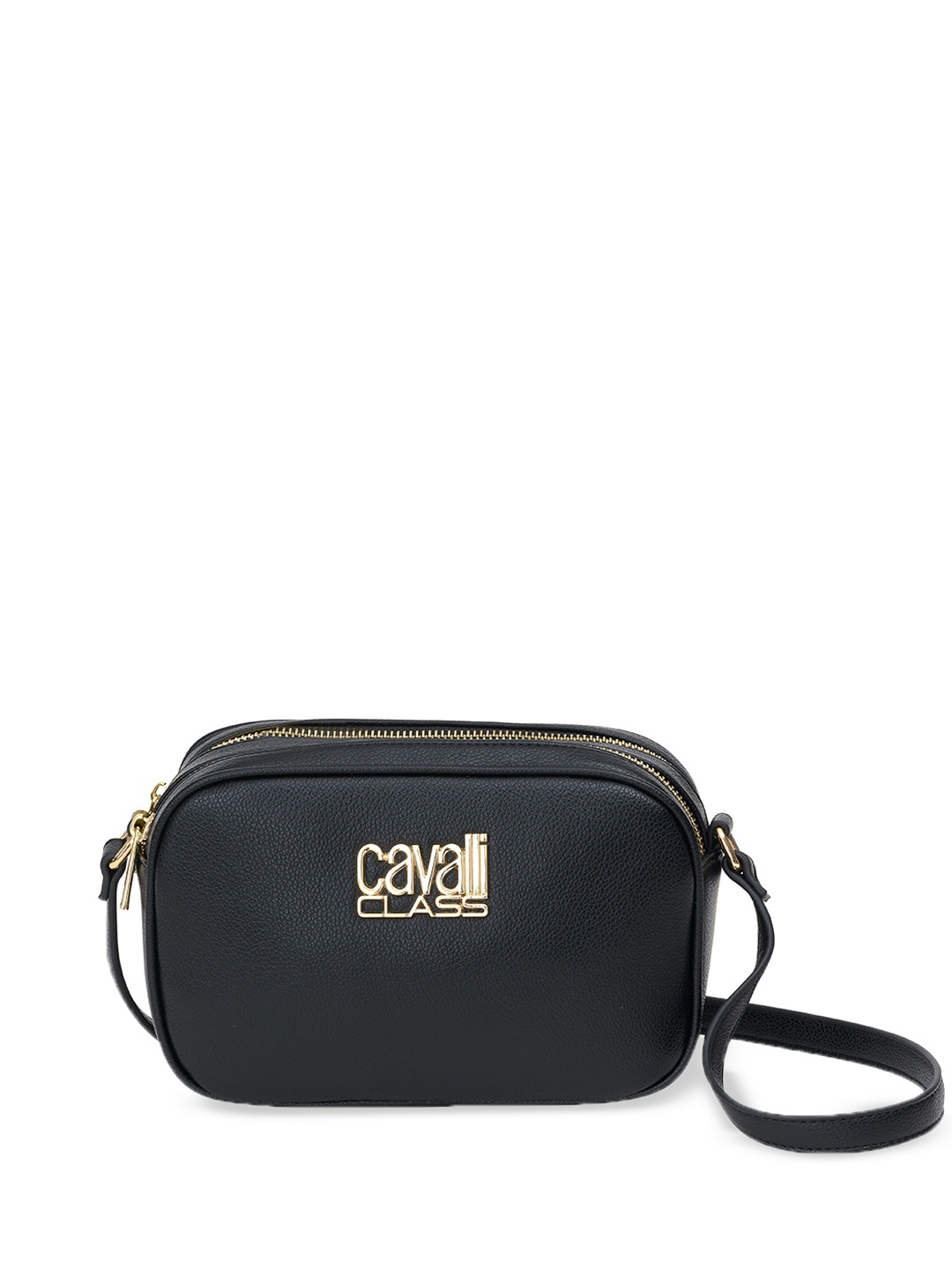 

Cavalli Class Swagger Handheld Bag with Applique, Black