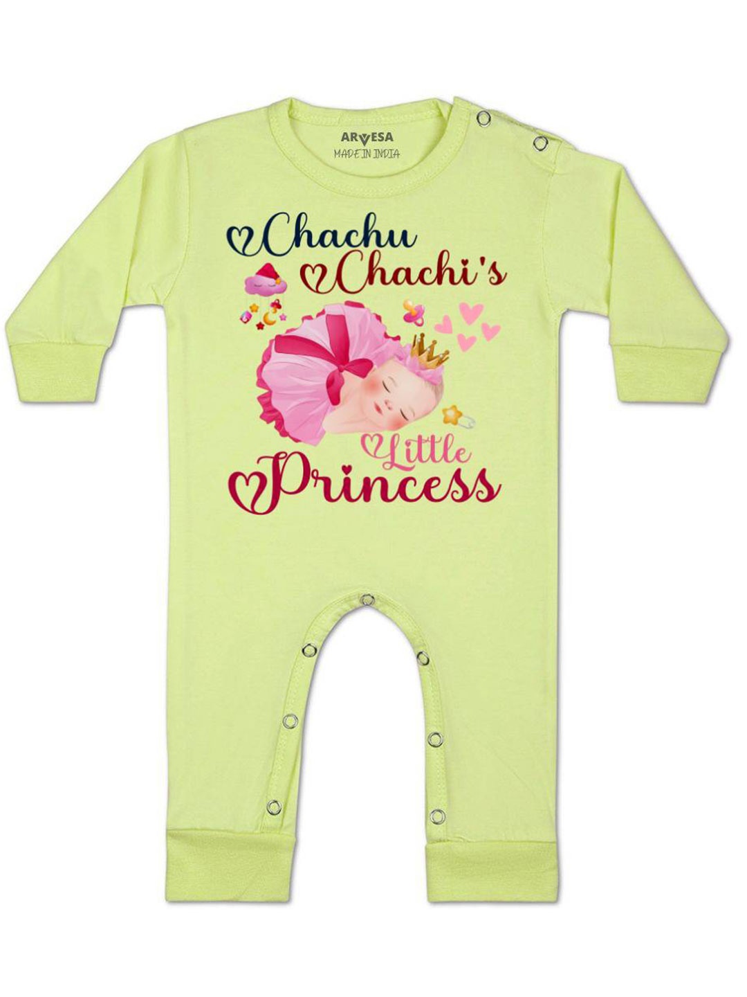 

Arvesa Kids Chachu Chachi'S Little Princess Printed Baby Romper, Yellow