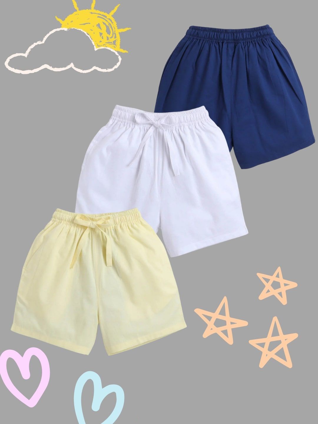 

BAESD Kids Pack of 3 Regular Fit Sports Shorts, Na