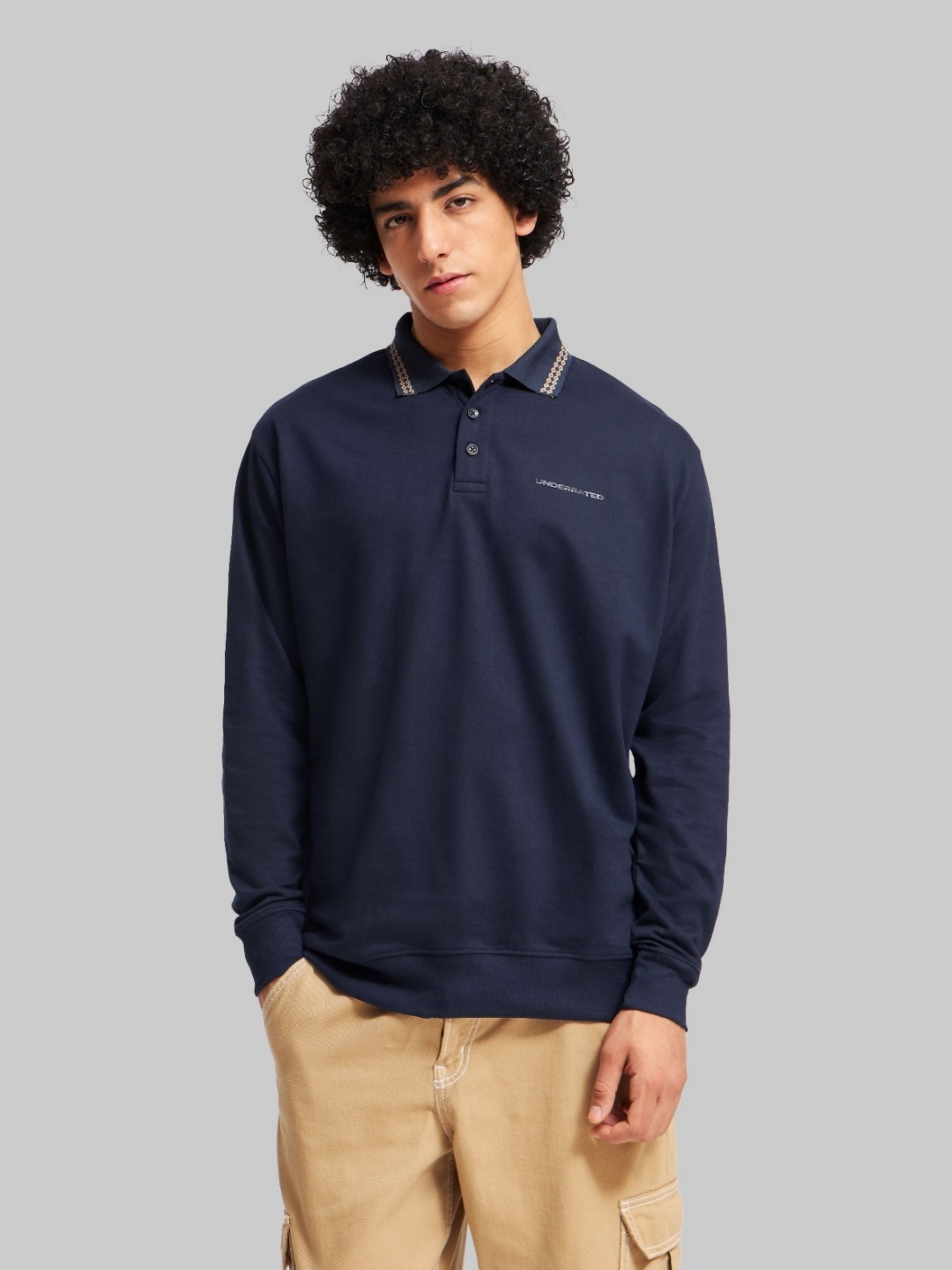

Underrated Club Men Polo Collar Pockets T-shirt, Navy blue
