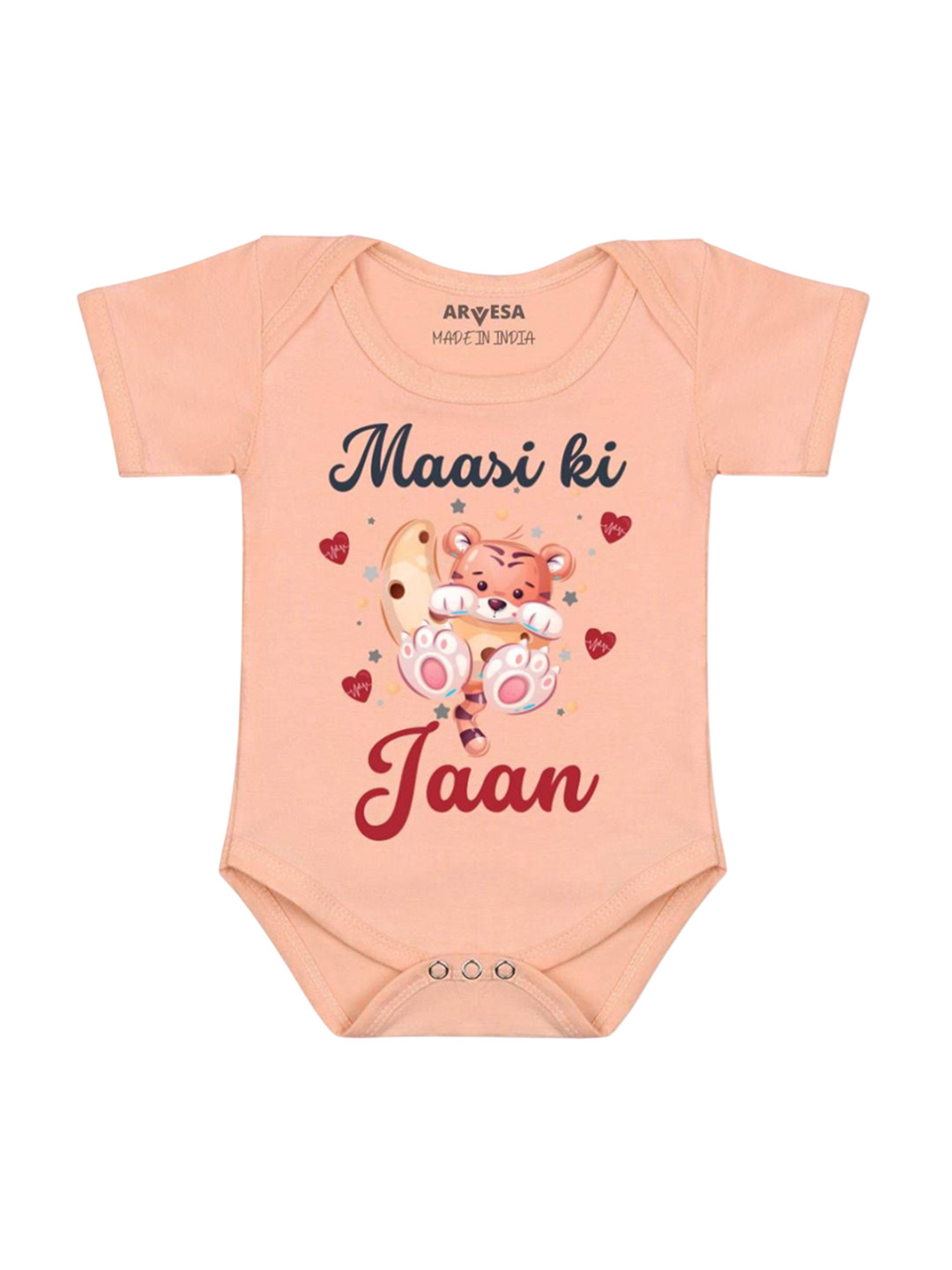 

Arvesa Kids Maasi Ki Jaan Printed Romper, Peach