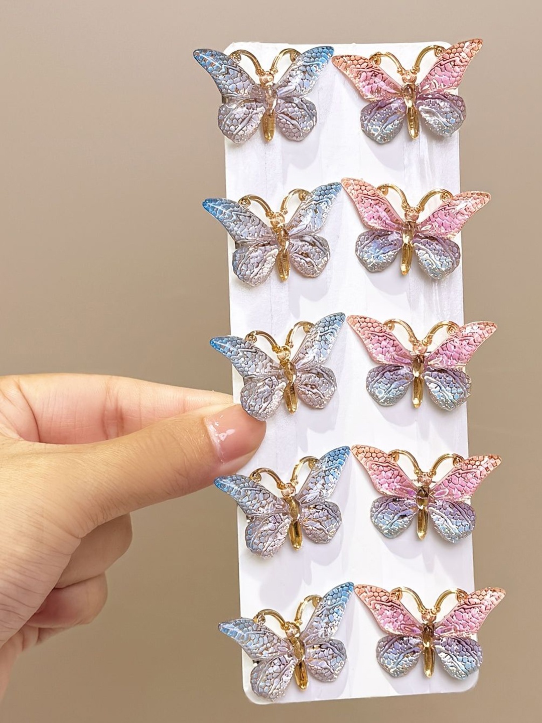 

LYTIX Girls Set Of 10 Sparkling Resin Butterfly Hair Clips, Assorted
