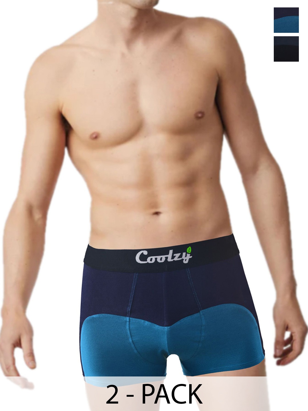 

COOLZY Pack Of 2 Color Block Antibacterial Trunks - SEOCSOTNK2K503-S, Navy blue
