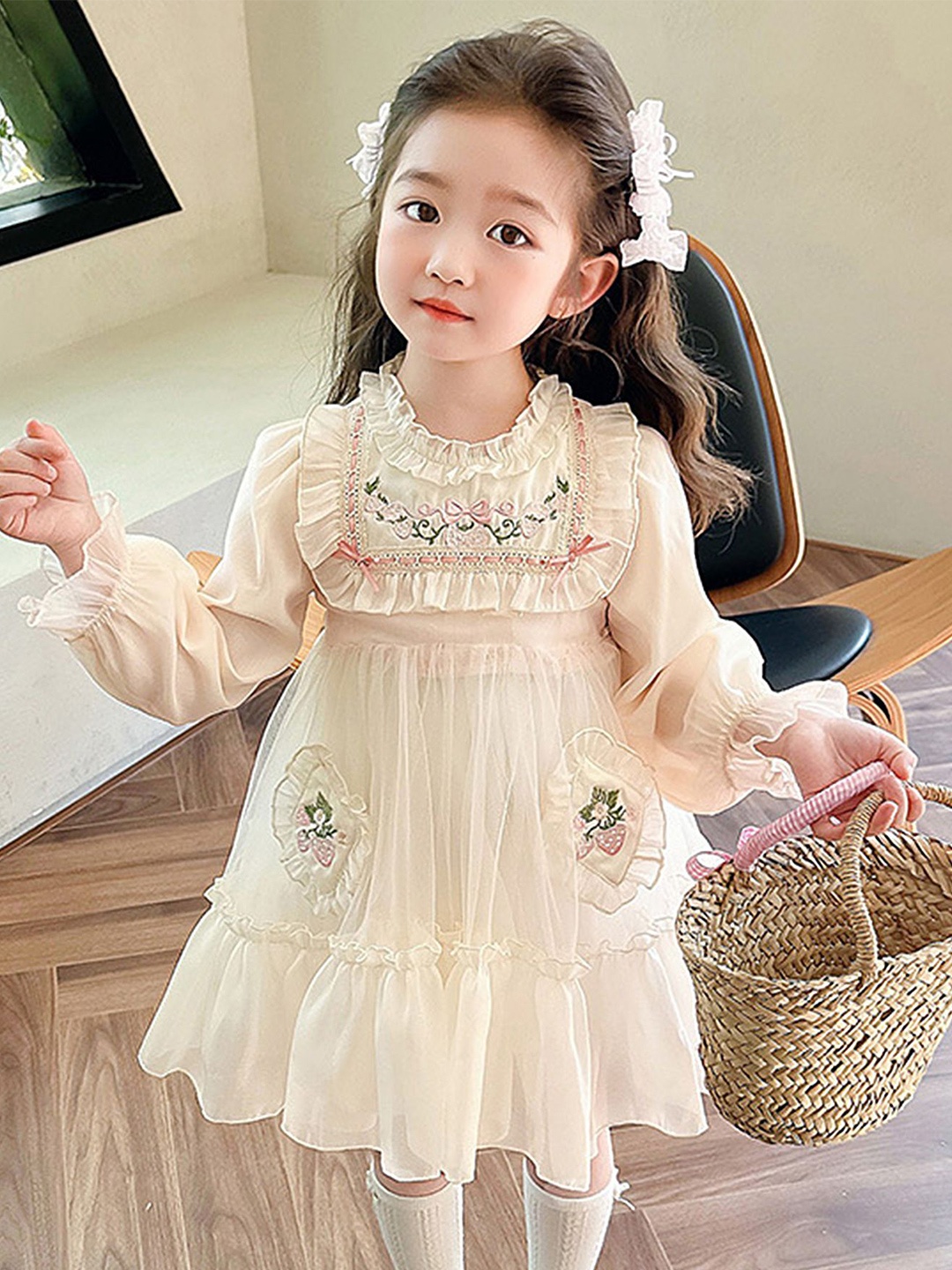 

LULU & SKY Bell Sleeve Fit & Flare Dress, Off white