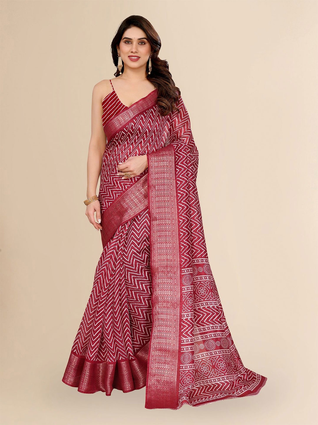 

Moda Rapido Zari Saree, Maroon