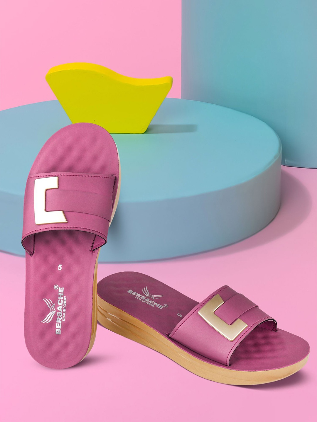 

BERSACHE Pack Of 2 One Toe Flats, Pink