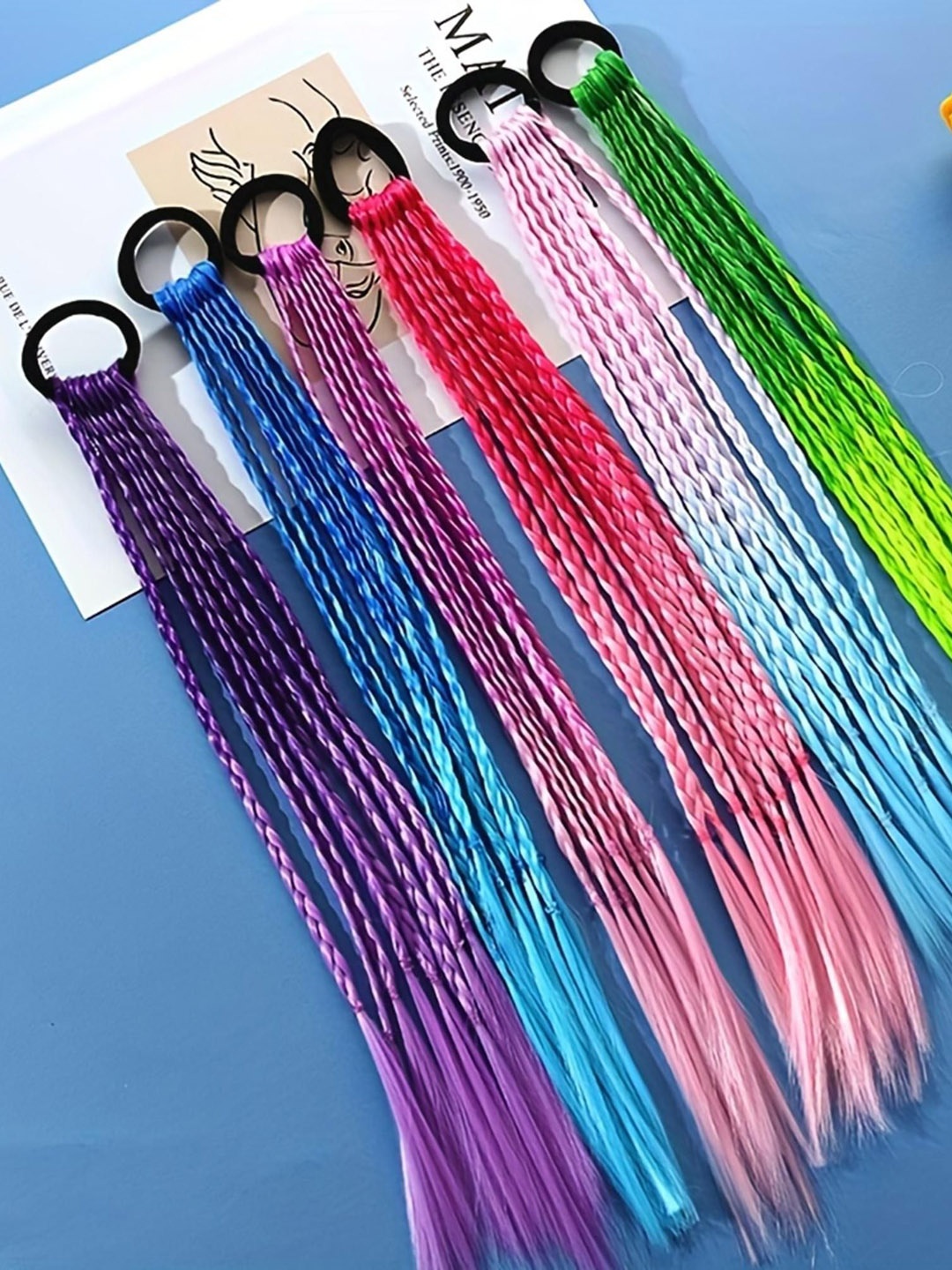 

LYTIX Clip In Straight Colorful Braided Ponytail- Blue- 17.7 Inch, Assorted
